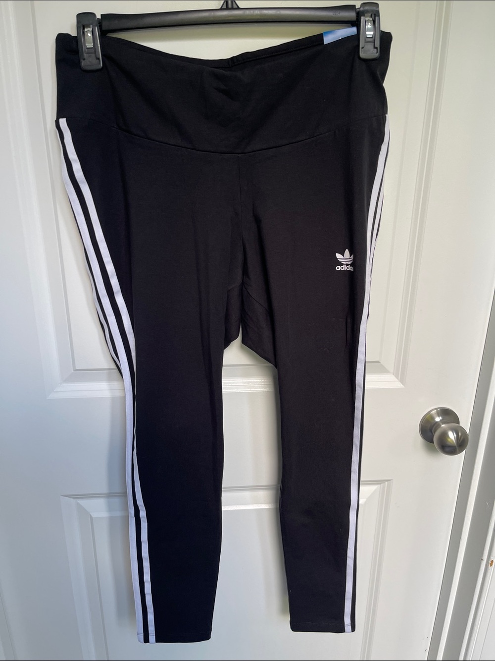adidas Black Leggings with White 3-Stripe Side Detail